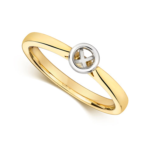 9CT GOLD/ PREMIUM SINGLE STONE MOUNT RING Y/G RUBOVER ROUND M170