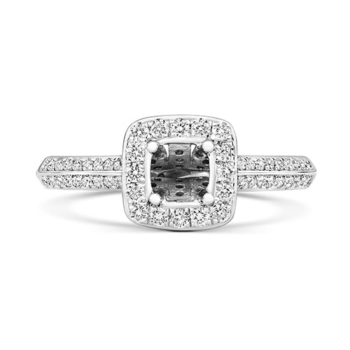 Premium Diamond-Set Mount Ring W/G Cushion G-H I1 M268W