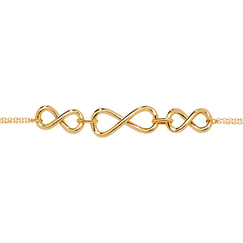9CT YEL GOLD LADIES' 7.5 INCH TRIPLE INFINITY BRACELET NK092B
