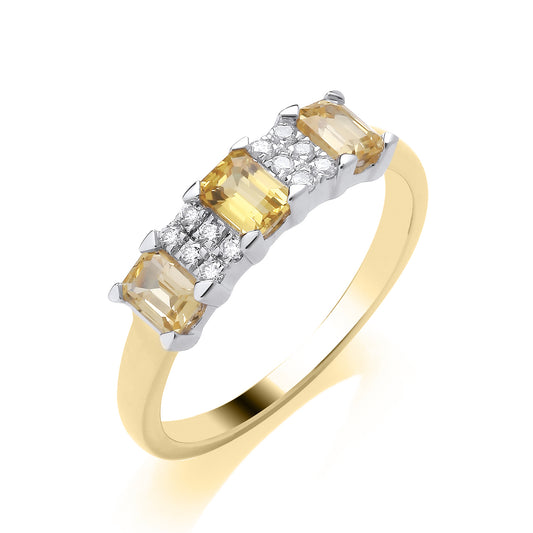 Diamond and Yellow Sapphire Ring r5130