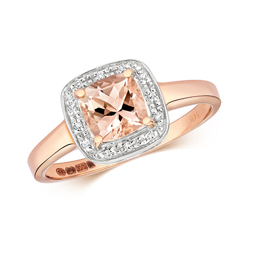 Diamond & Cushion Morganite Ring RD473RM