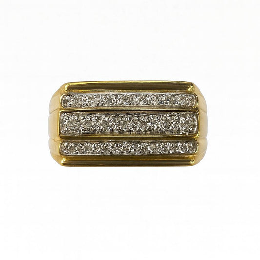 Preloved Yellow Gold Diamond Set Signet Ring 9307